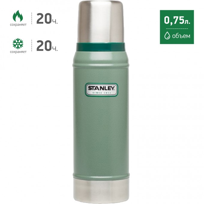 Термос STANLEY CLASSIC 0,75L зеленый 10-01612-009
